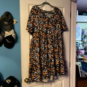 BOHO Ditsy Floral Flounce Ruffle Hem Dress Plus 4x